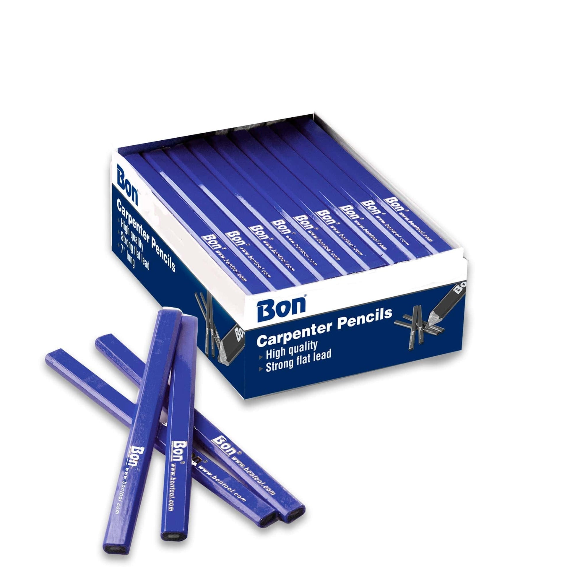 Bon Tool Carpenter Pencil - Blue Casing Hard Black Lead 34-338 (Single Pencil) - RHINOBUILD Bricklaying Tools