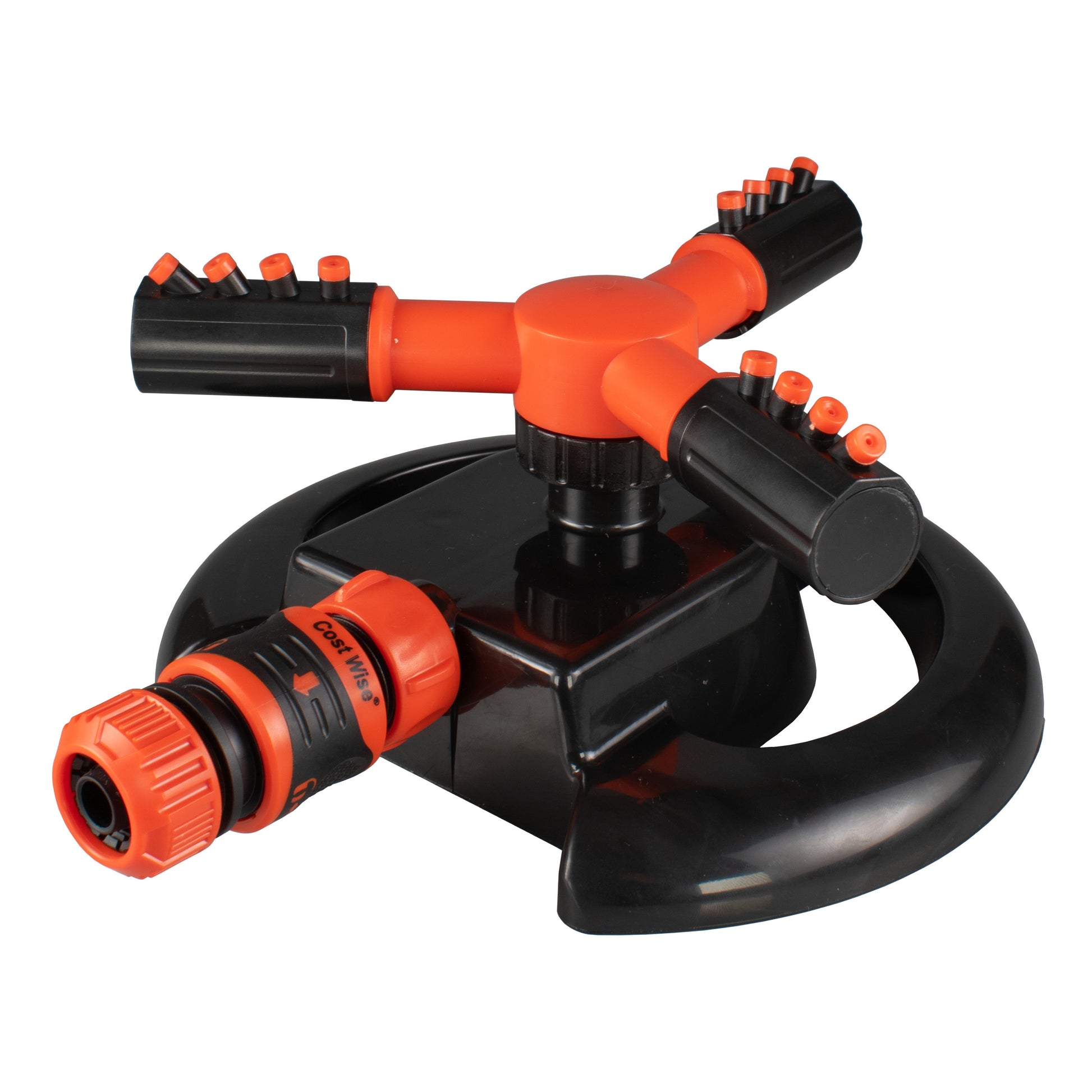 Cost Wise 3-Arm Adjustable Rotating Lawn Sprinkler Black Orange - Best4Trade-Retail Garden watering