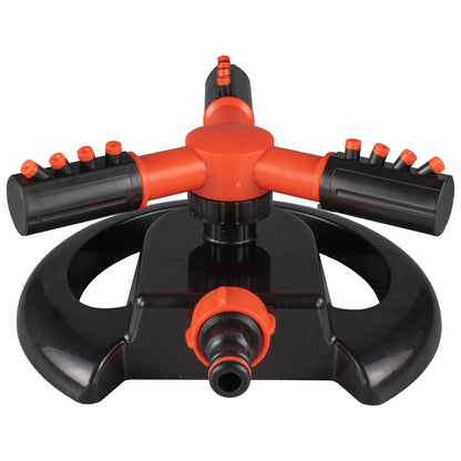 Cost Wise 3-Arm Adjustable Rotating Lawn Sprinkler Black Orange - Best4Trade-Retail Garden watering