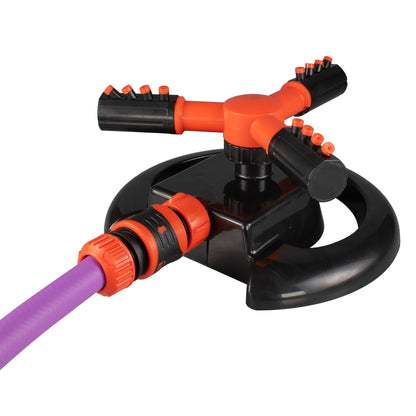 Cost Wise 3-Arm Adjustable Rotating Lawn Sprinkler Black Orange - Best4Trade-Retail Garden watering