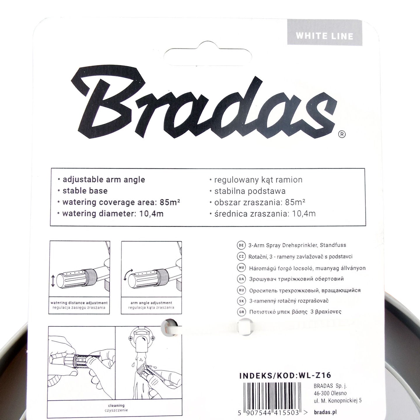 Bradas 3-Arm Revolving Sprinkler White Line - Best4Trade-Retail Garden watering
