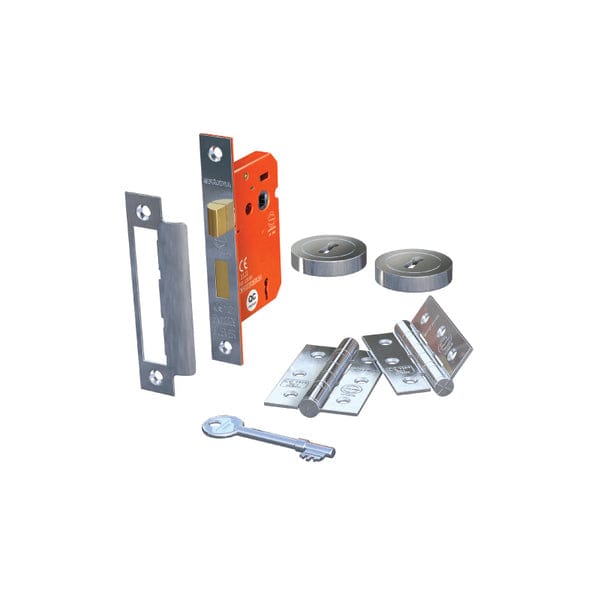 3 Lever SashLock and Hinge Door Pack x 64mm Lock / 76mm Hinges - All Finish - Sparka Uk