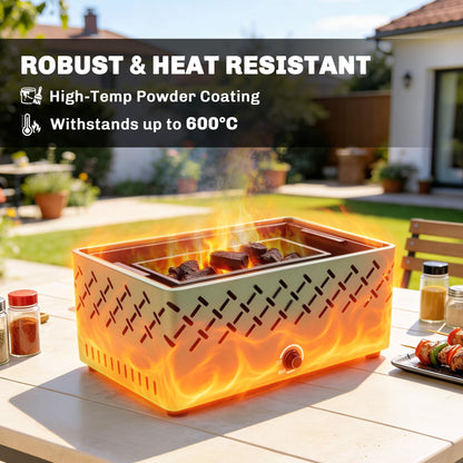 Outsunny Portable Charcoal BBQ Grill, Battery Powered Barbecue Grill with Built-in Fan for Camping Picnic, Light Green