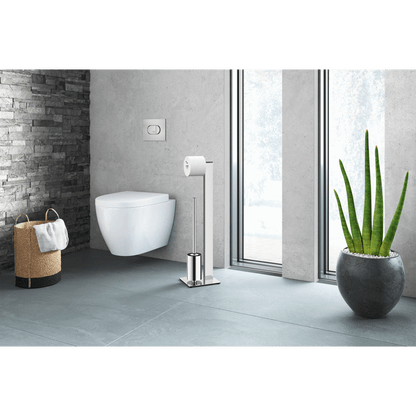 Zack Atore Toilet Butler | Polished Stainless Steel Brush & Roll Holder