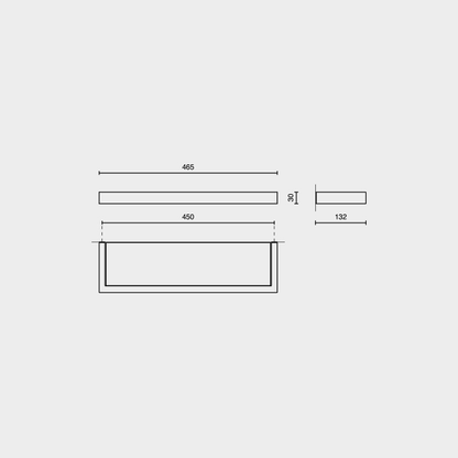 Zack Linea Black Stainless Steel 46.5 cm Bathroom Shelf 40574
