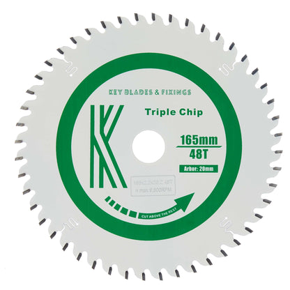 Circular Saw Blades 165mm x 20mm x 2.2mm 48 Tooth TCG Track Saw (Solid Surface)  - 4105