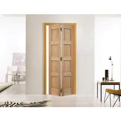Oak Shaker 4 Panel Bi-Folding Un-Finished Internal Door - 1981mm x 686mm - LPD Doors