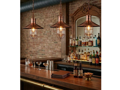 Rustic Maritime Antique Copper Fisherman's Pendant Light Fixture