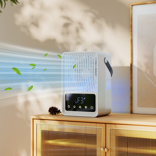 HOMCOM Portable Air Conditioner, 4-in-1 Mini Air Cooler with 3 Wind Speed, 2 Mist Mode, 7 Colour RGB Light, Black