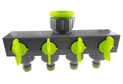 4-Way Splitter with Valves Lime - Best4Trade-Retail Garden watering