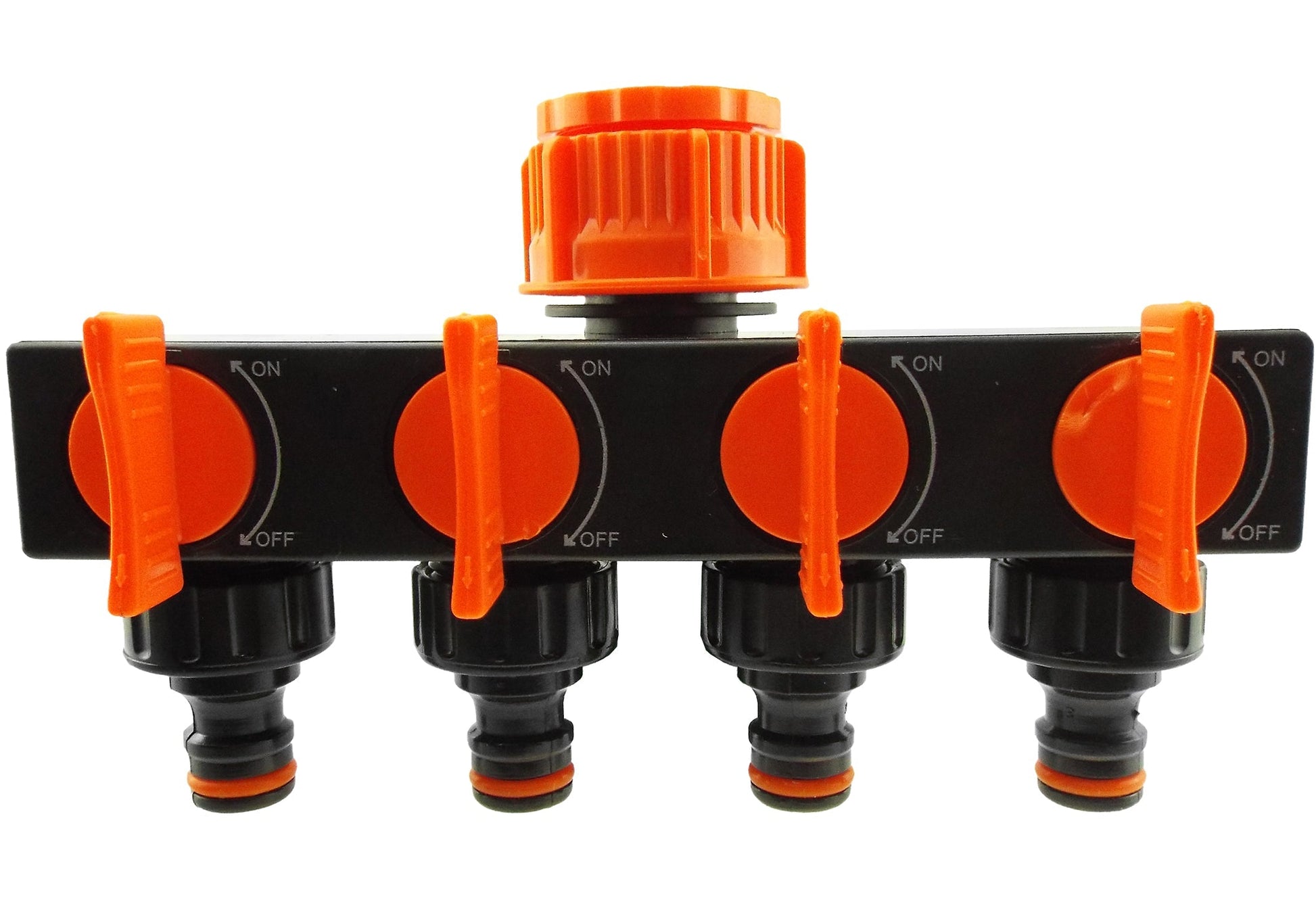 4-Way Splitter with Valves Black/Orange - Best4Trade-Retail Garden watering