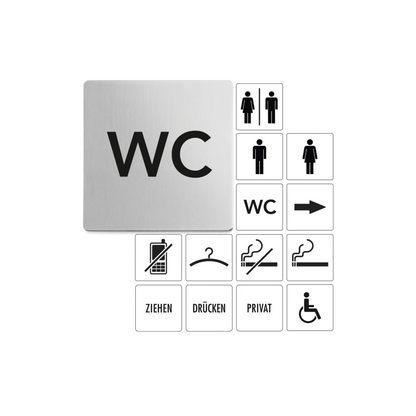 Premium Zack Indici Brushed Stainless Steel WC Information Sign - Model 50715