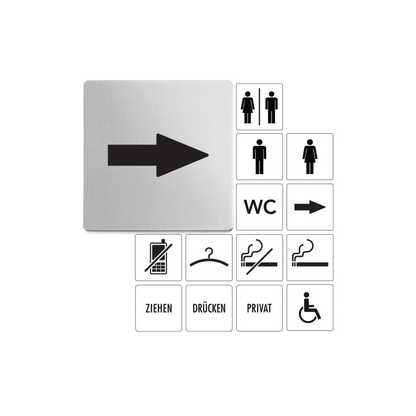 Zack Indici Premium Arrow Directional Sign - Brushed Steel 50716