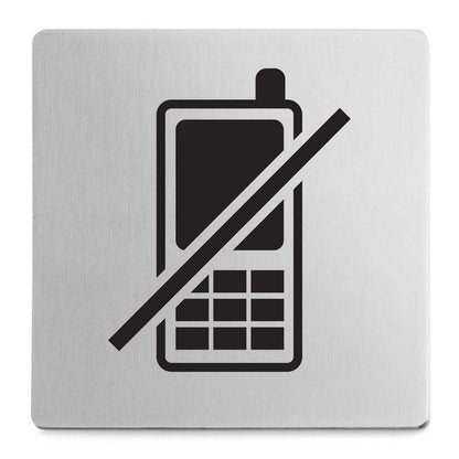 Zack Indici Premium No Mobile Phones Sign - Brushed Steel Elegance
