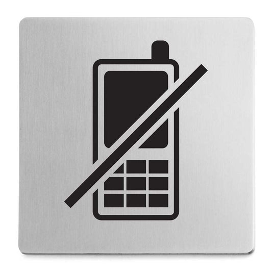 Zack Indici Premium No Mobile Phones Sign - Brushed Steel Elegance