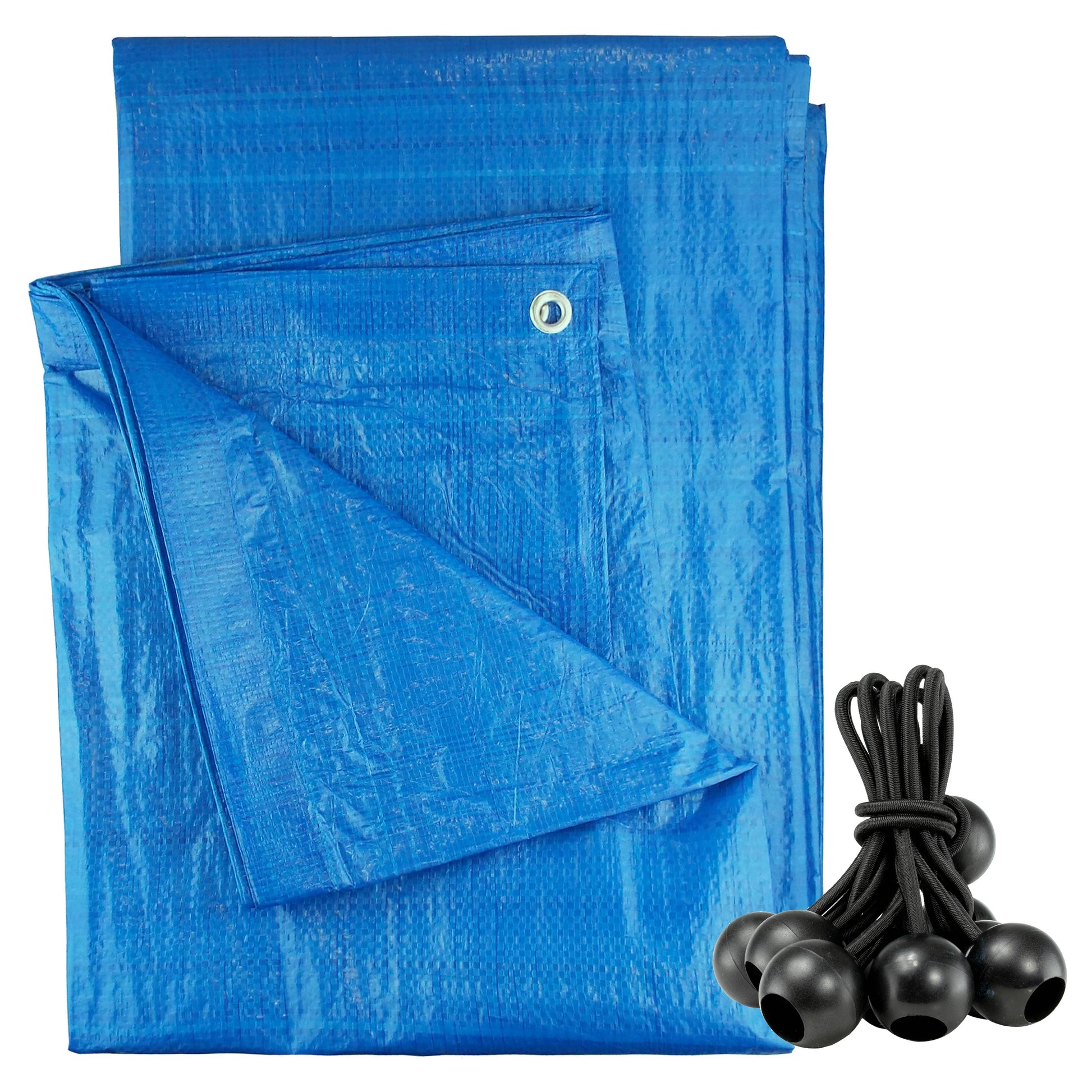 Blue S-Grade Tarpaulin with 10 x Bungee Balls (Black) - Best4Trade-Retail Tarpaulins