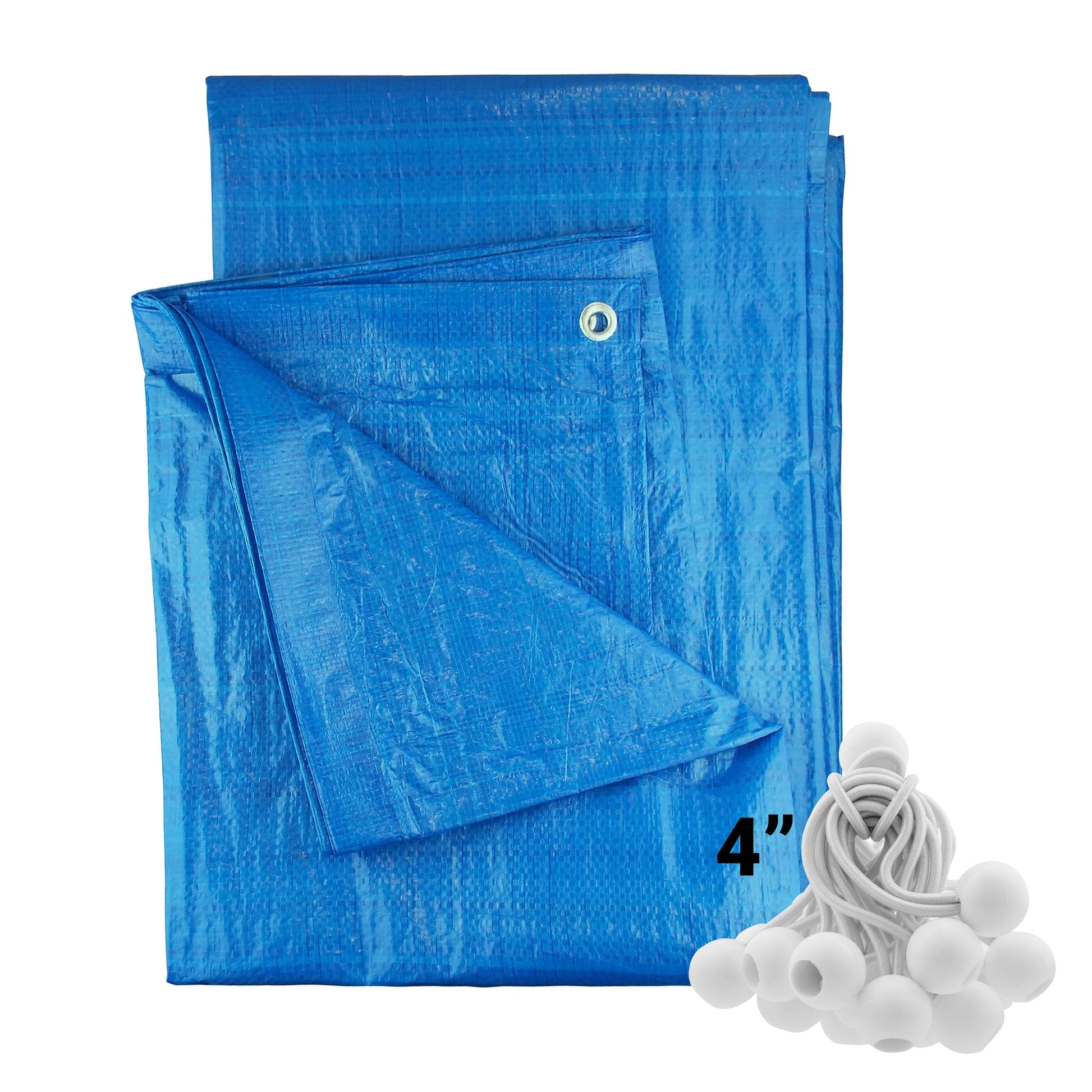 Blue S-Grade Tarpaulin with 20 x 4" Bungee Balls (White) - Best4Trade-Retail Tarpaulins