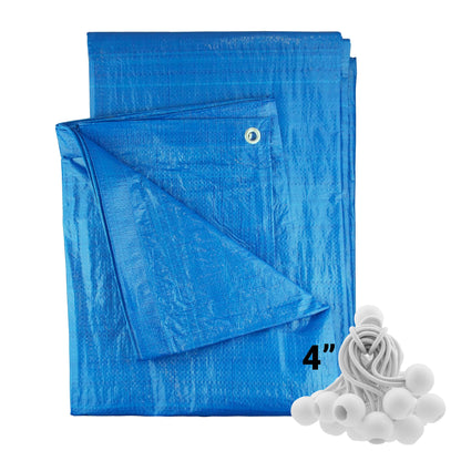 Blue S-Grade Tarpaulin with 20 x 4" Bungee Balls (White) - Best4Trade-Retail Tarpaulins