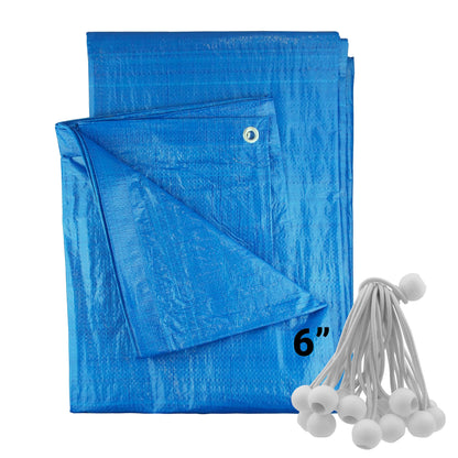 Blue S-Grade Tarpaulin with 20 x 6" Bungee Balls (White) - Best4Trade-Retail Tarpaulins