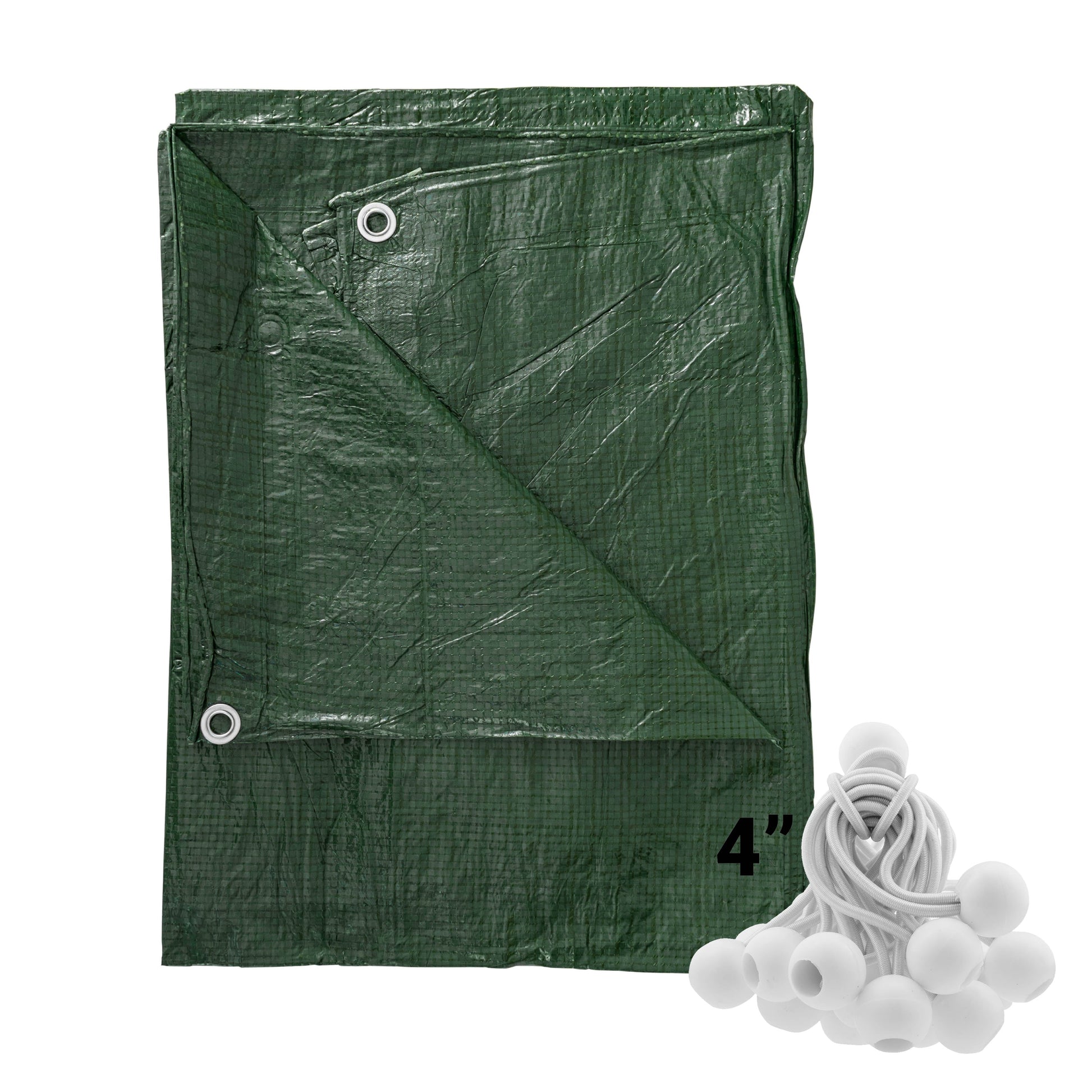 Green S-Grade Tarpaulin with 20 x 4" Bungee Balls (White) - Best4Trade-Retail Tarpaulins