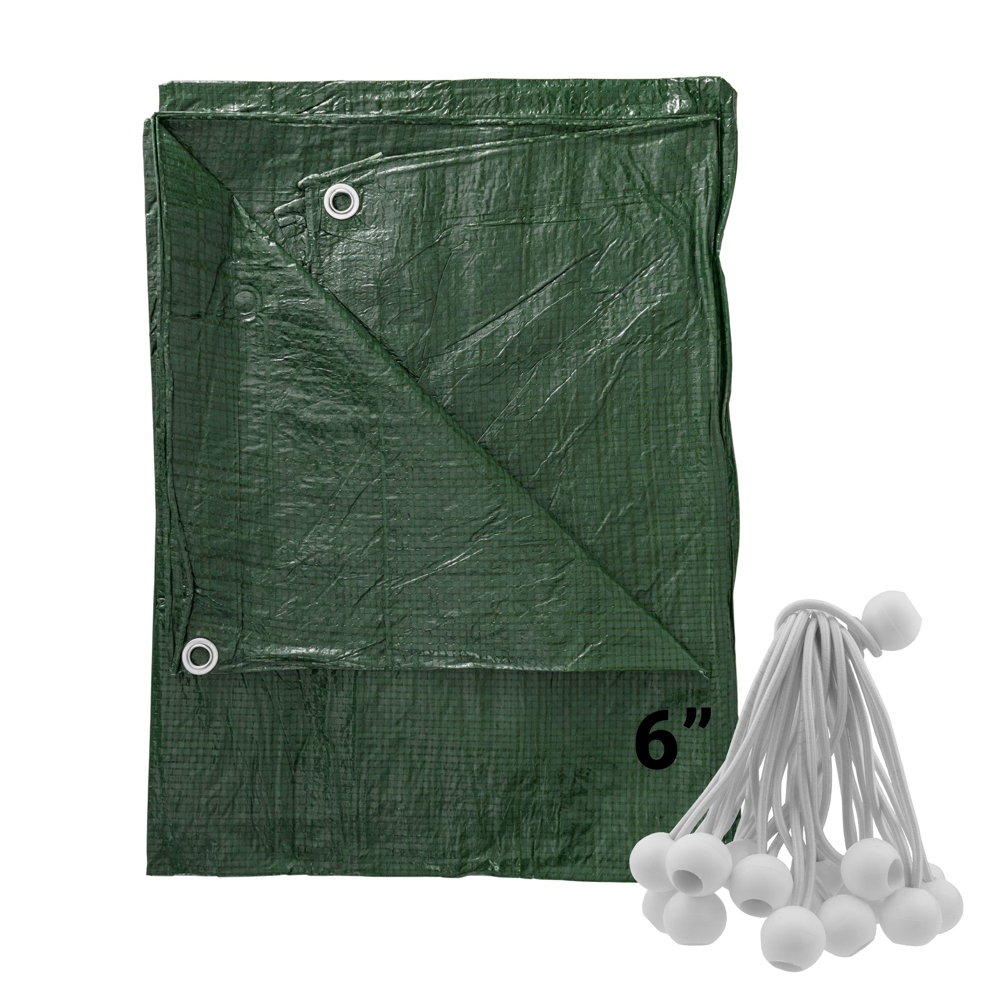 Green S-Grade Tarpaulin with 20 x 6" Bungee Balls (White) - Best4Trade-Retail Tarpaulins