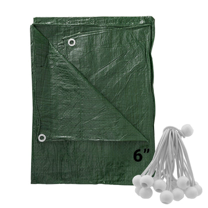 Green S-Grade Tarpaulin with 20 x 6" Bungee Balls (White) - Best4Trade-Retail Tarpaulins