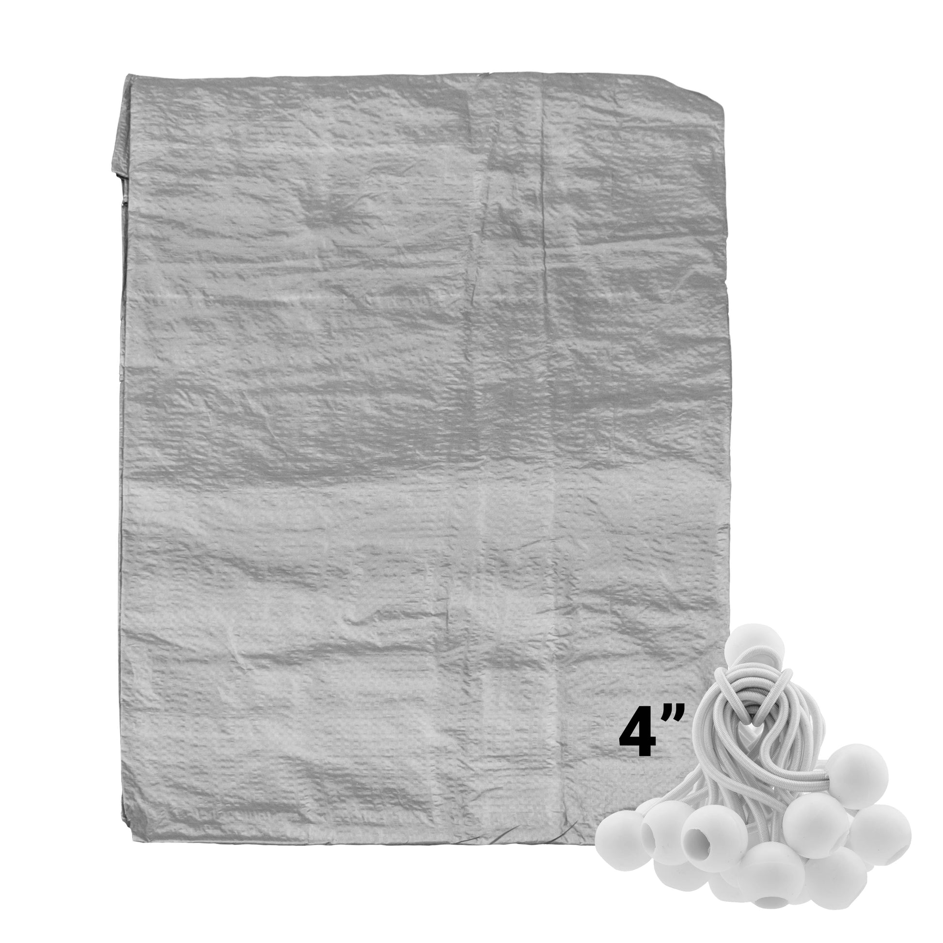 Grey S-Grade Tarpaulin with 20 x 4" Bungee Balls (White) - Best4Trade-Retail Tarpaulins