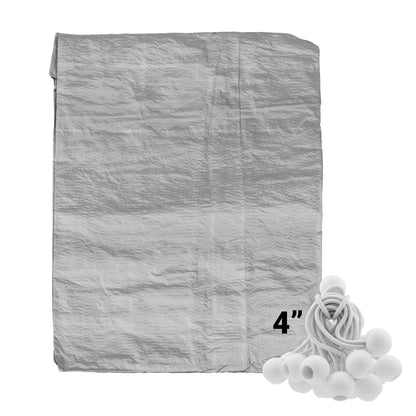 Grey S-Grade Tarpaulin with 20 x 4" Bungee Balls (White) - Best4Trade-Retail Tarpaulins