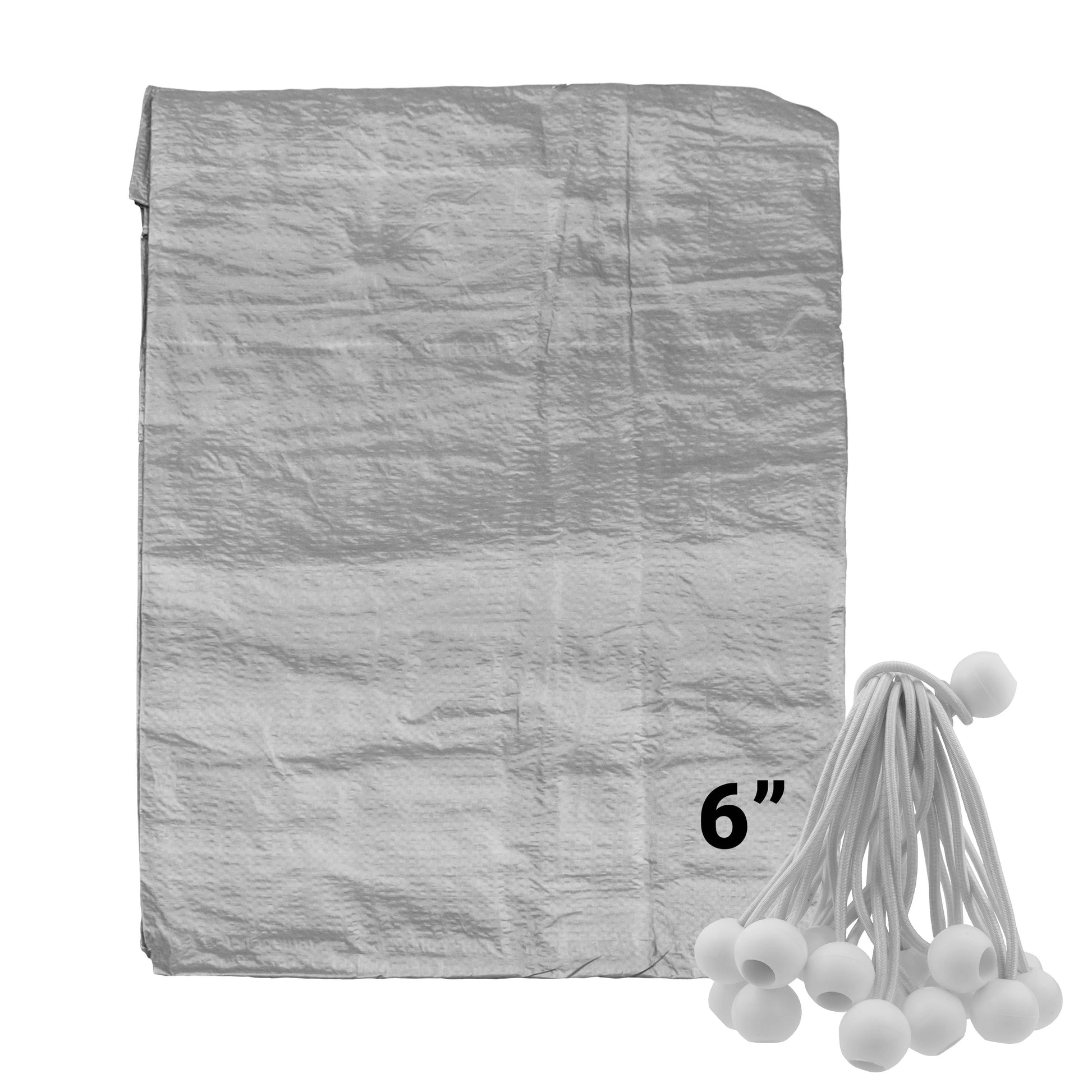 Grey S-Grade Tarpaulin with 20 x 6" Bungee Balls (White) - Best4Trade-Retail Tarpaulins