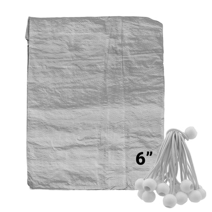 Grey S-Grade Tarpaulin with 20 x 6" Bungee Balls (White) - Best4Trade-Retail Tarpaulins