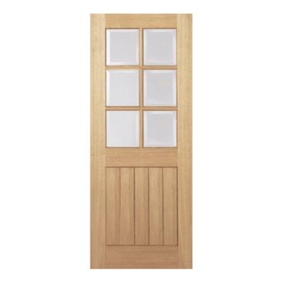 Oak Mexicano 6 Light Clear Bevelled Panel Pre-Finished Internal Door - 1981mm x 610mm - LPD Doors