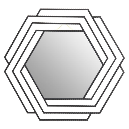 Beauly Black Finish Hexagonal Wall Mirror