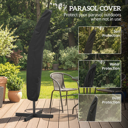 Outsunny 3m Overhanging Parasol, with Base, Weights and Cover - Dark Grey