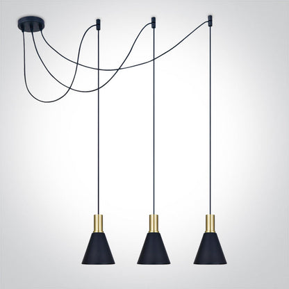 E27 Round Pendants - 63122B - 3x10W E27 pendant.