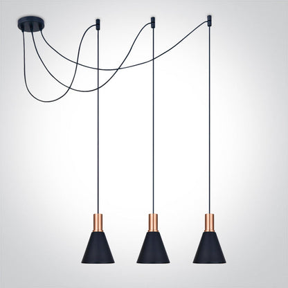 E27 Round Pendants - 63122B - 3x10W E27 pendant.