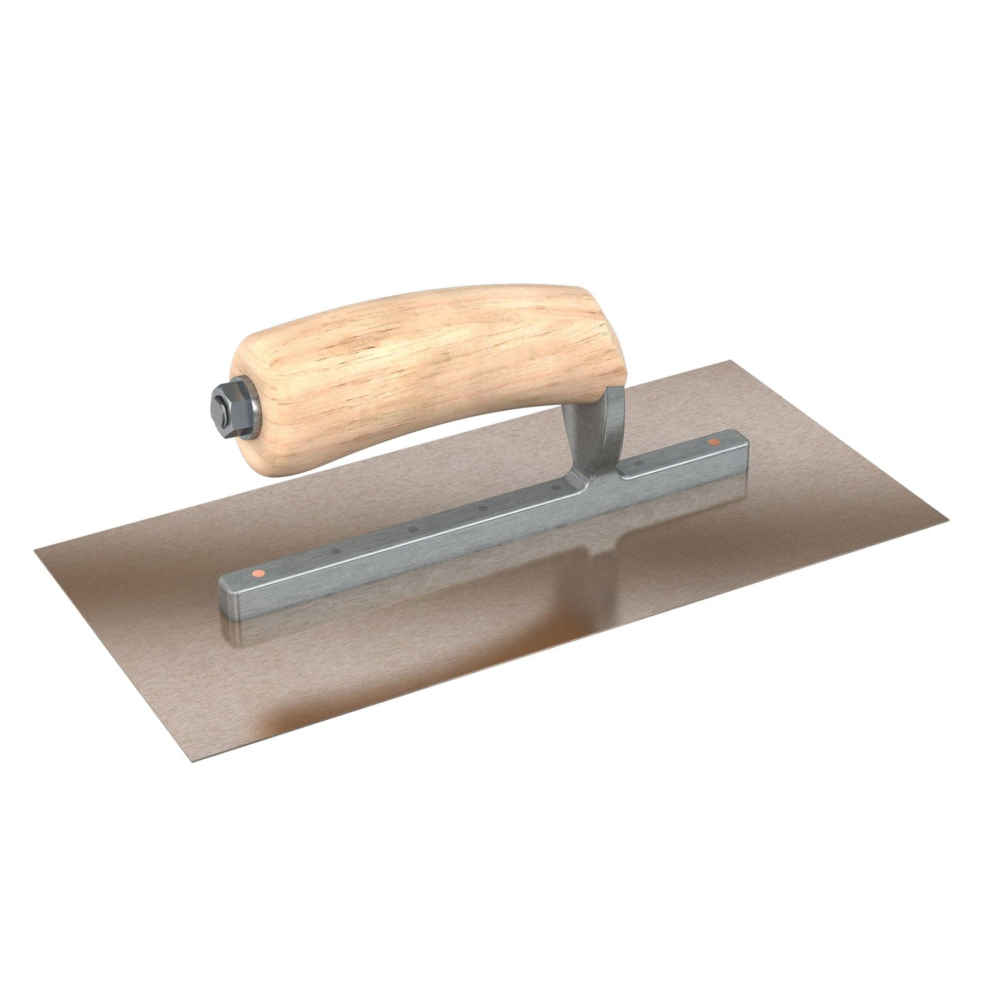 Bon Tool Golden Stainless Steel Square End Finish Trowel - Long Shank - Camel Back Wood Handle - RHINOBUILD Bricklaying Tools