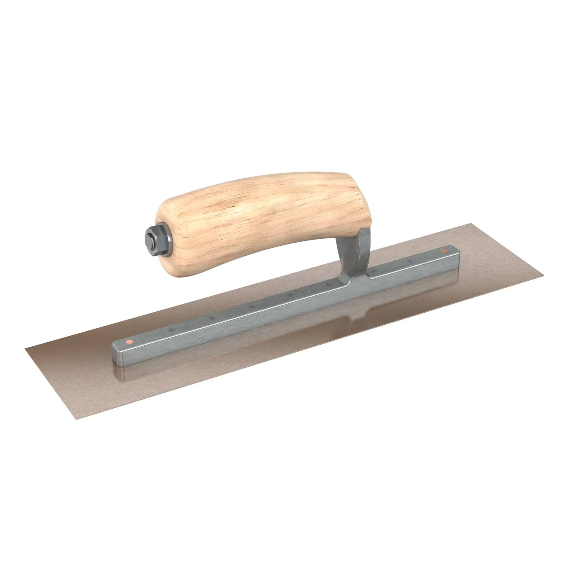 Bon Tool Golden Stainless Steel Square End Finish Trowel - Long Shank - Camel Back Wood Handle - RHINOBUILD Bricklaying Tools