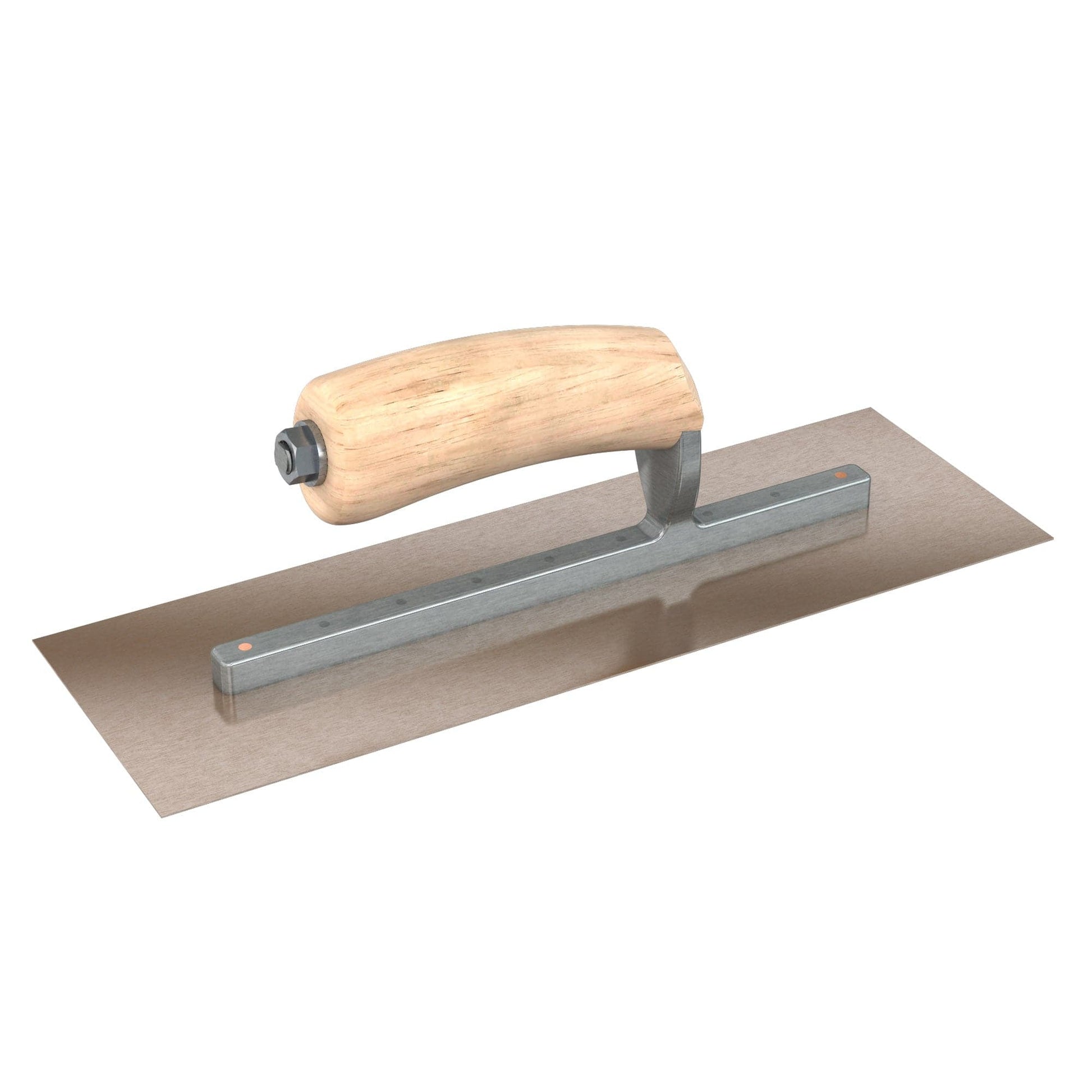 Bon Tool Golden Stainless Steel Square End Finish Trowel - Long Shank - Camel Back Wood Handle - RHINOBUILD Bricklaying Tools