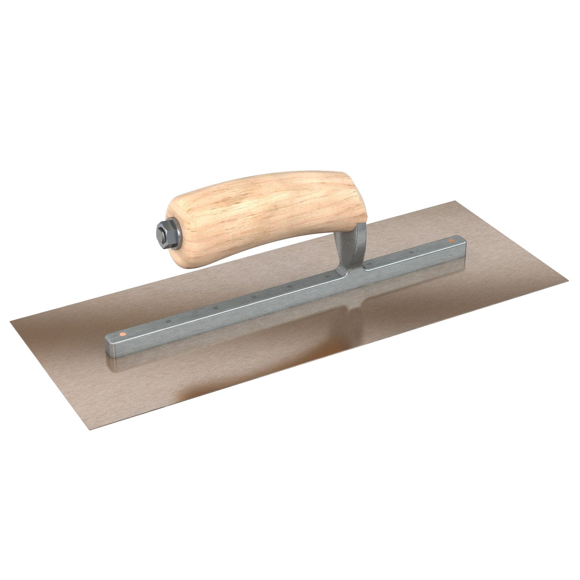 Bon Tool Golden Stainless Steel Square End Finish Trowel - Long Shank - Camel Back Wood Handle - RHINOBUILD Bricklaying Tools