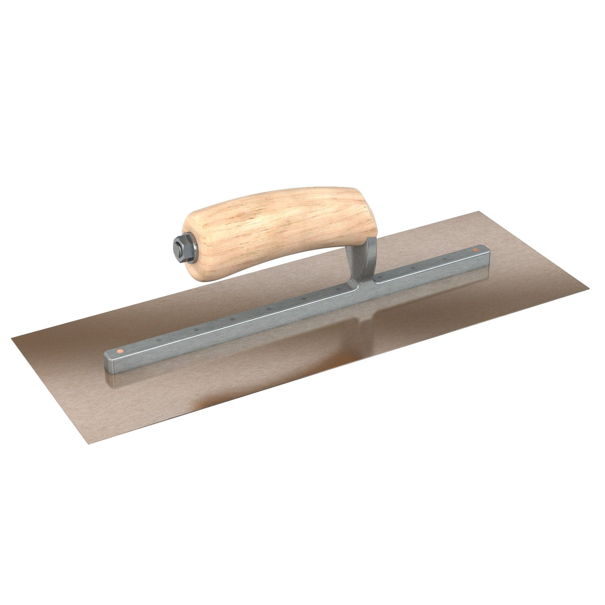 Bon Tool Golden Stainless Steel Square End Finish Trowel - Long Shank - Camel Back Wood Handle - RHINOBUILD Bricklaying Tools
