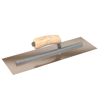 Bon Tool Golden Stainless Steel Square End Finish Trowel - Long Shank - Camel Back Wood Handle - RHINOBUILD Bricklaying Tools