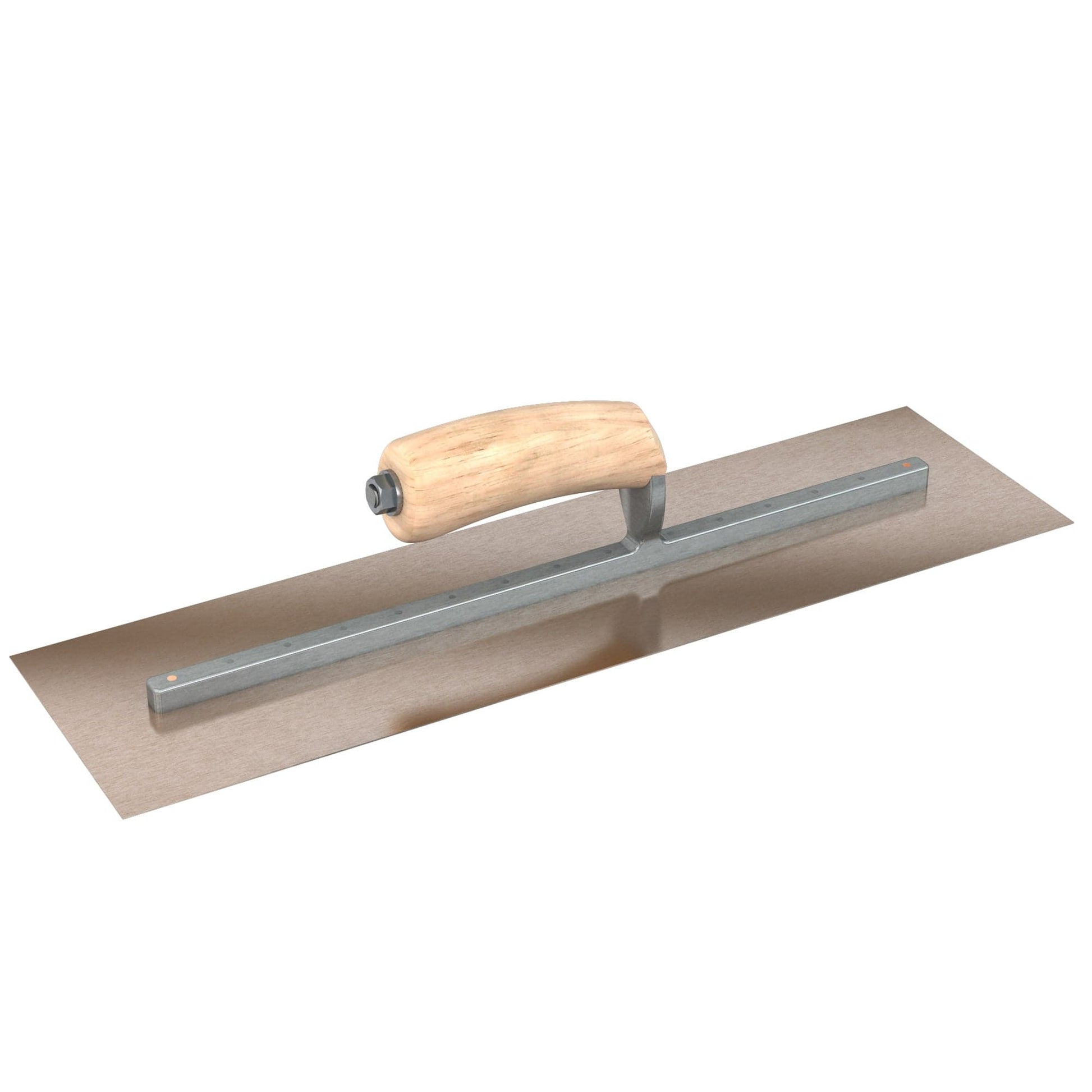 Bon Tool Golden Stainless Steel Square End Finish Trowel - Long Shank - Camel Back Wood Handle - RHINOBUILD Bricklaying Tools