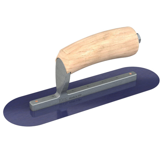Bon Tool Blue Steel Pool Trowel - Camel Back Wood Handle - RHINOBUILD Bricklaying Tools