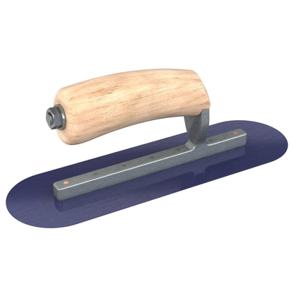 Bon Tool Blue Steel Pool Trowel - Camel Back Wood Handle - RHINOBUILD Bricklaying Tools