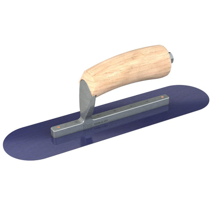Bon Tool Blue Steel Pool Trowel - Camel Back Wood Handle - RHINOBUILD Bricklaying Tools