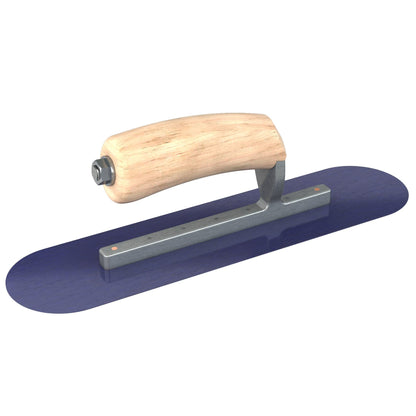 Bon Tool Blue Steel Pool Trowel - Camel Back Wood Handle - RHINOBUILD Bricklaying Tools
