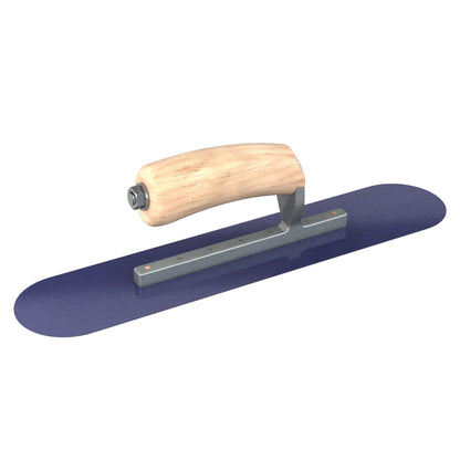 Bon Tool Blue Steel Pool Trowel - Camel Back Wood Handle - RHINOBUILD Bricklaying Tools