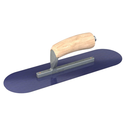 Bon Tool Blue Steel Pool Trowel - Camel Back Wood Handle - RHINOBUILD Bricklaying Tools