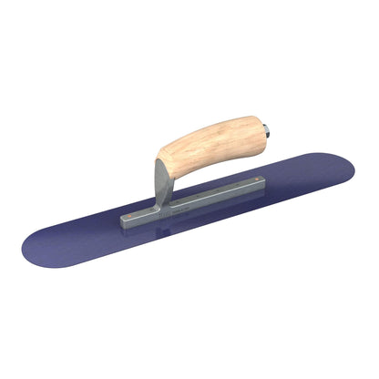 Bon Tool Blue Steel Pool Trowel - Camel Back Wood Handle - RHINOBUILD Bricklaying Tools