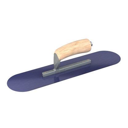 Bon Tool Blue Steel Pool Trowel - Camel Back Wood Handle - RHINOBUILD Bricklaying Tools